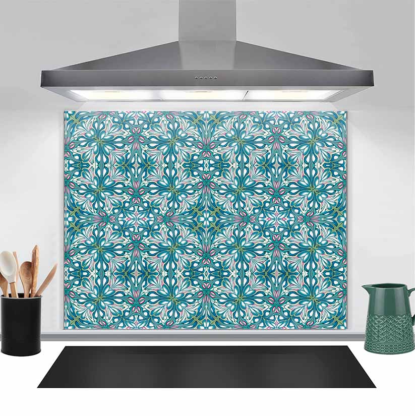 Flourishing Garden Kitchen Splashback - Green / Blue
