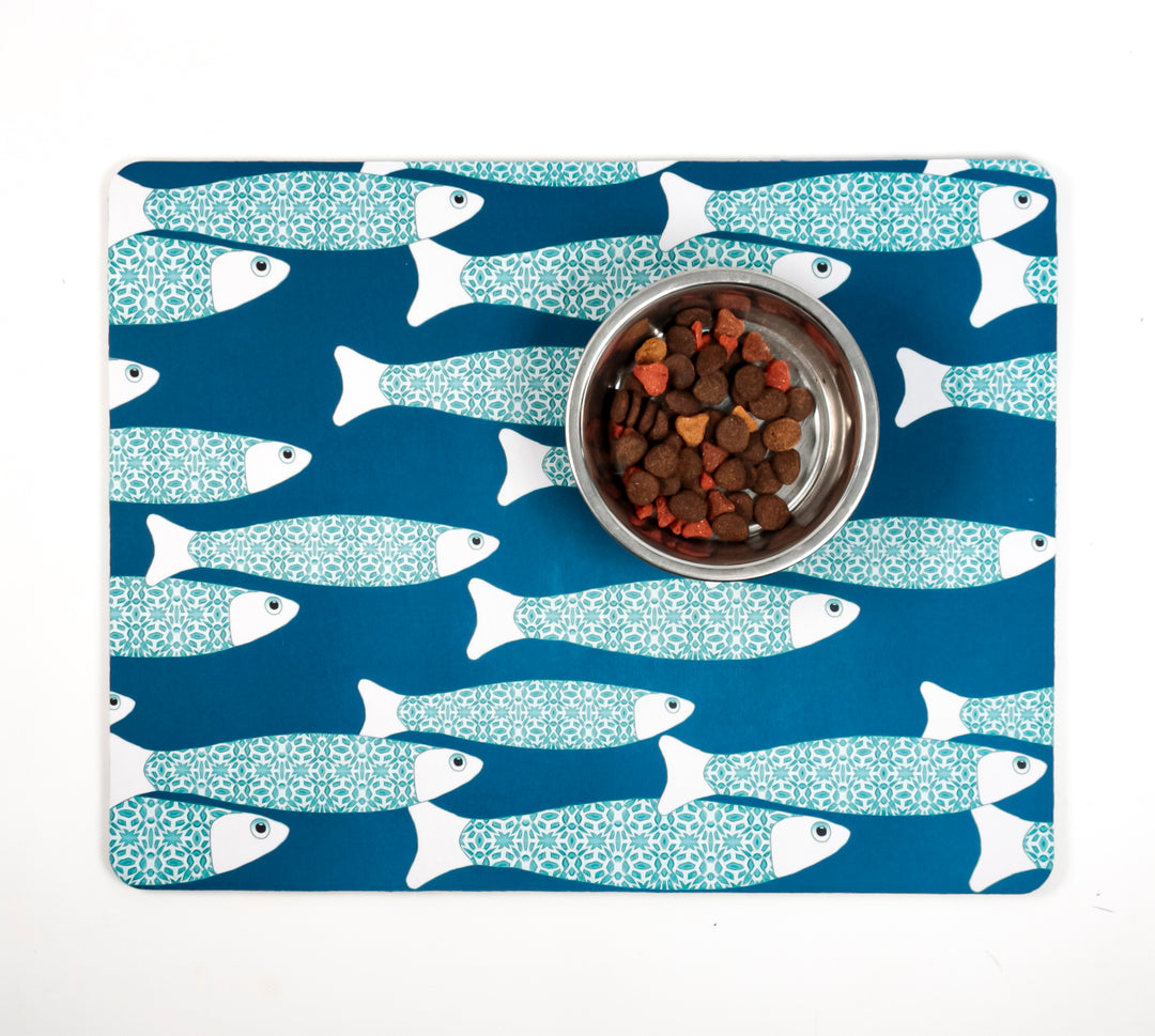 SALE Ocean Shoal Large Pet Food Mat - Bright bluie