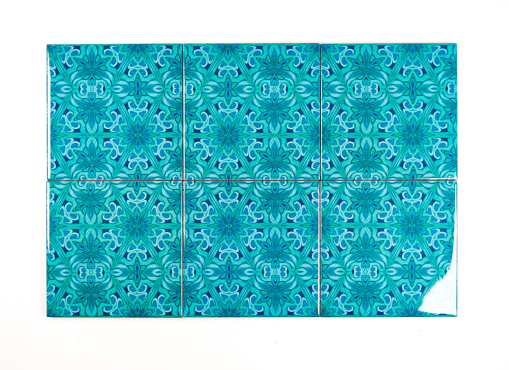 SALE : Set of 6 x 15cm tiles - Agapanthus Offset