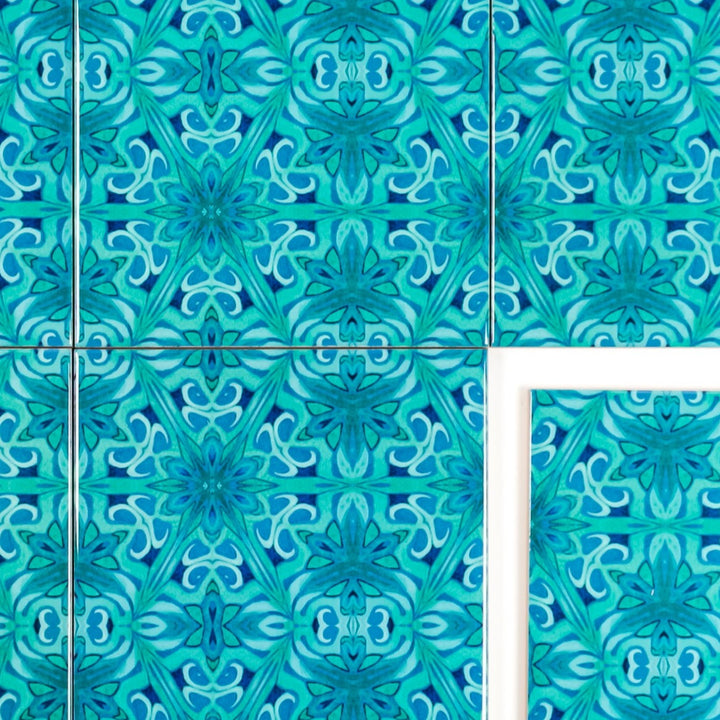 SALE : Set of 6 x 15cm tiles - Agapanthus Offset
