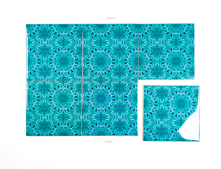 SALE : Set of 6 x 15cm tiles - Agapanthus Offset