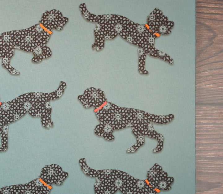 SALE Bounding Cockapoo Large Pet Food Mat - Dark Grey / Red