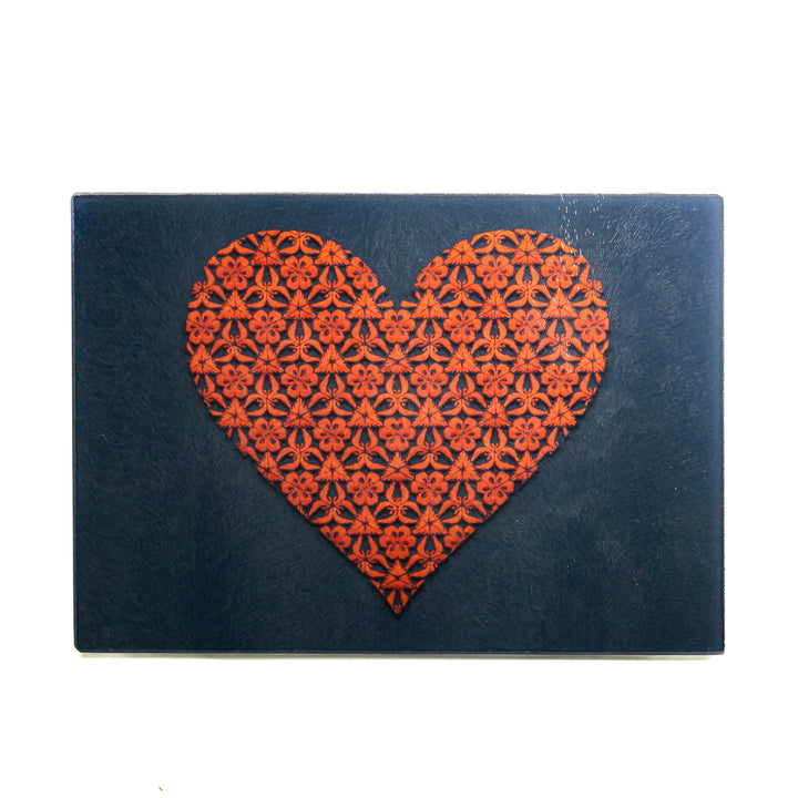 Red-Orange / Dark Grey-Blue Heart Worktop Saver