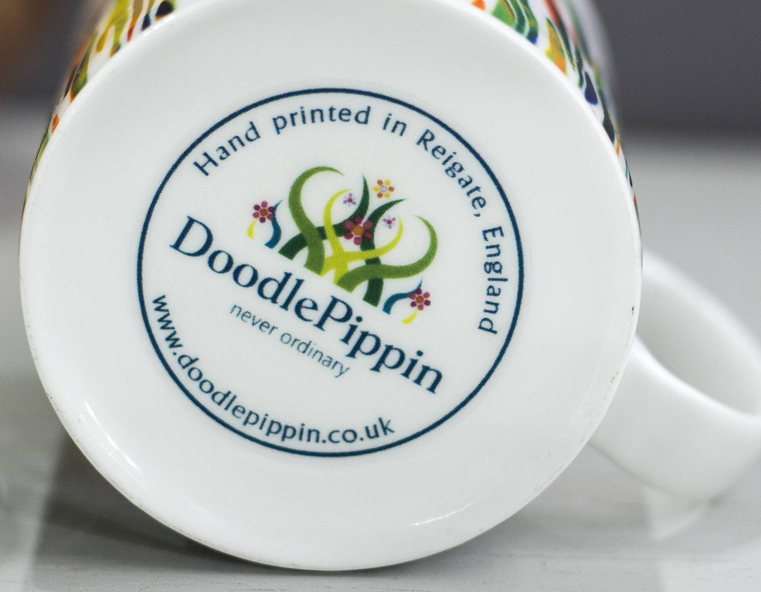 Bright blue flower mug - DoodlePippin