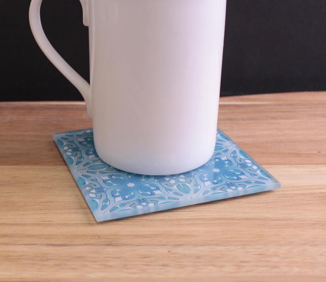 Blue art deco coaster set