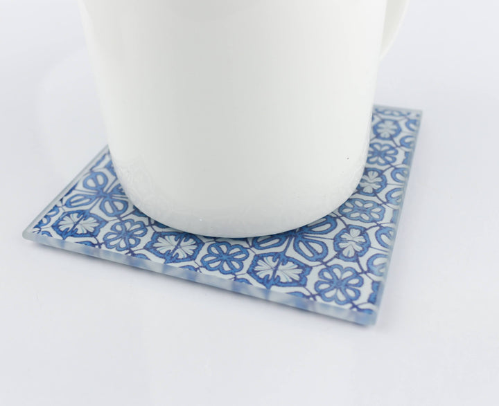 Pretty Turkish Blue Flower coaster set