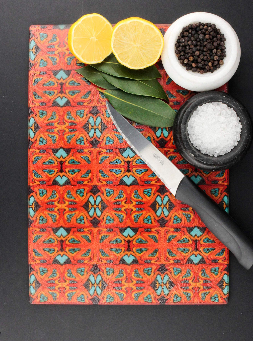 Rich Orange Turquoise Cutting Board - DoodlePippin