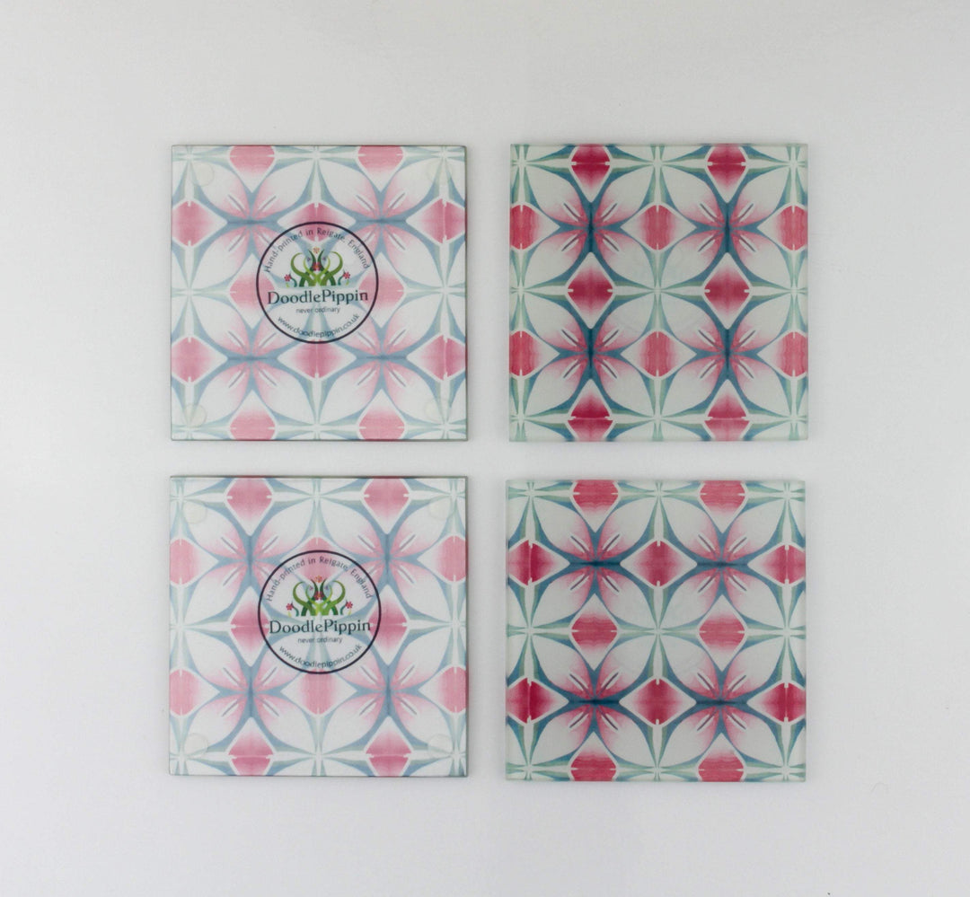 Pink and Teal Designer Coaster Set