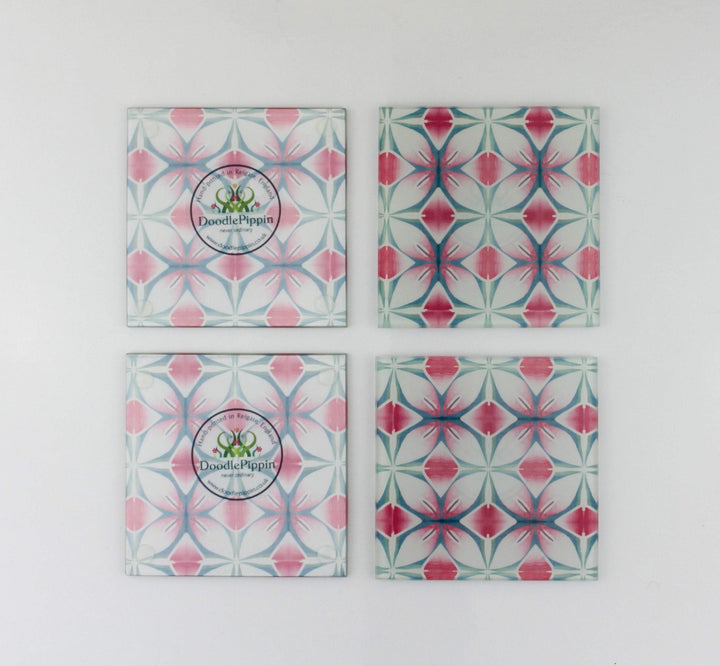 Pink and Teal Designer Coaster Set