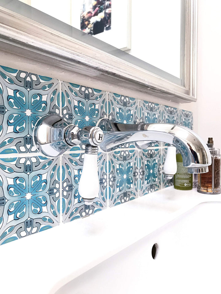 Art Deco hand printed tile