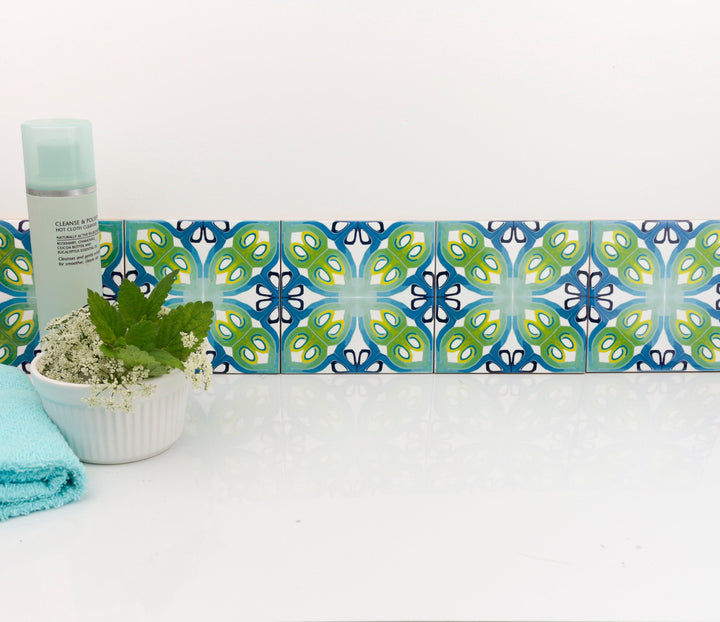 Teal Art Deco tiles
