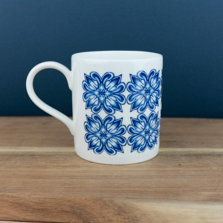 Large blue bone china mug - DoodlePippin