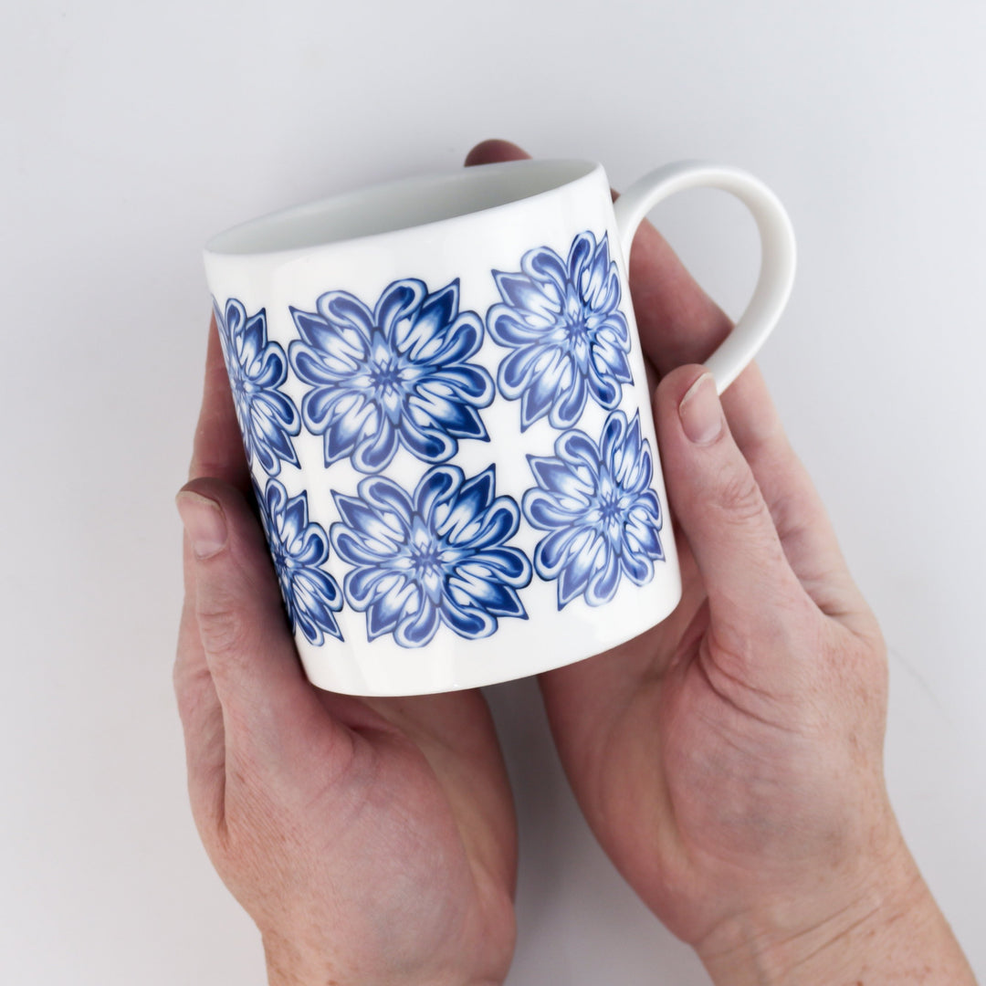 Large blue bone china mug - DoodlePippin