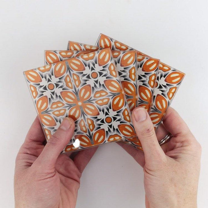 Retro Glass Coaster Set