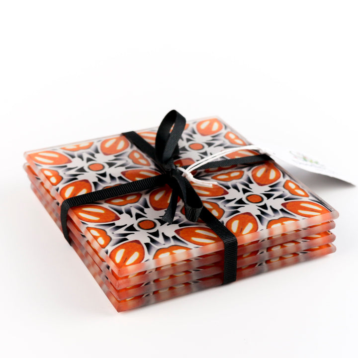 Retro Glass Coaster Set