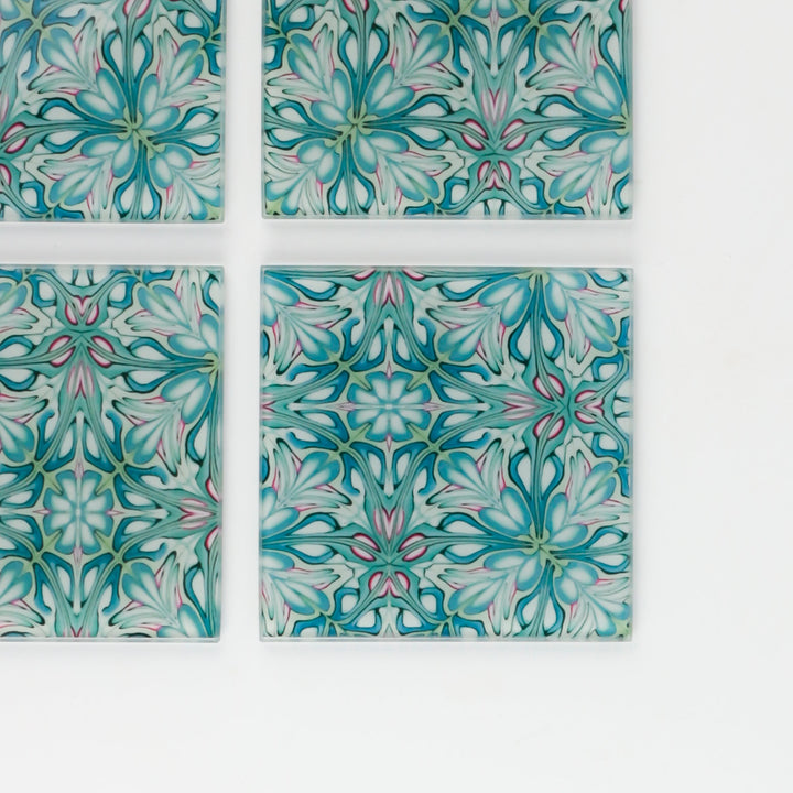 Flourishing garden glass coasters