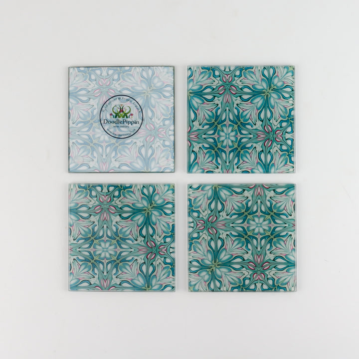 Flourishing garden glass coasters