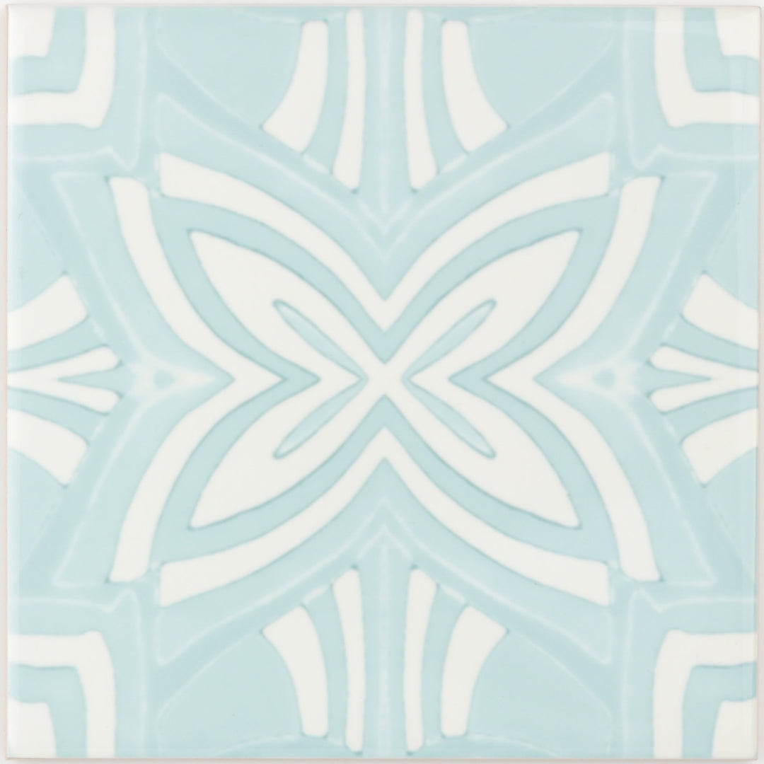 Turquoise and cream handmade kitchen tiles
