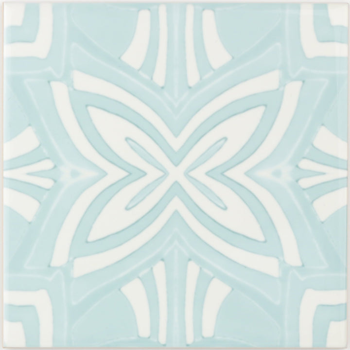 Turquoise and cream handmade kitchen tiles