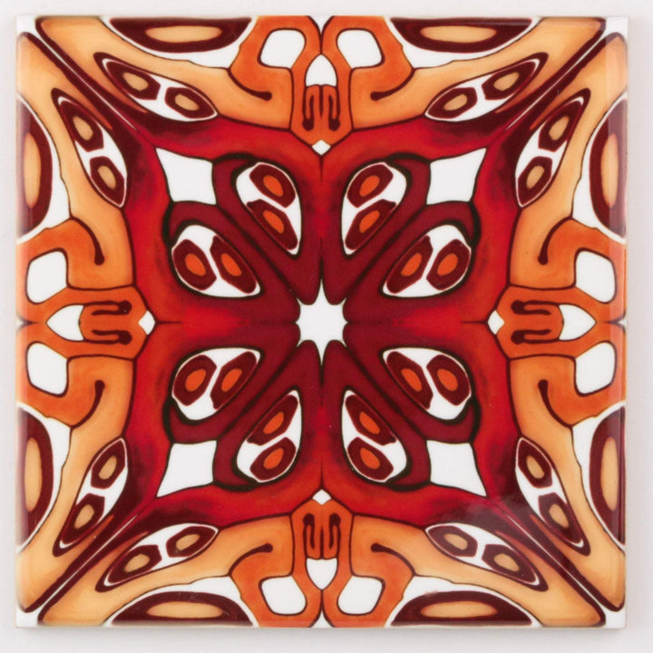 Art deco red gold tiles