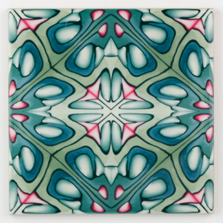 Green grey millefiori tiles