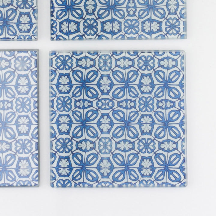 Pretty Turkish Blue Flower coaster set