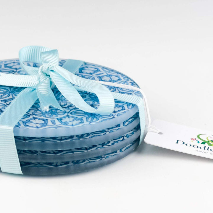 Blue "Turkish Flower" Coaster Set