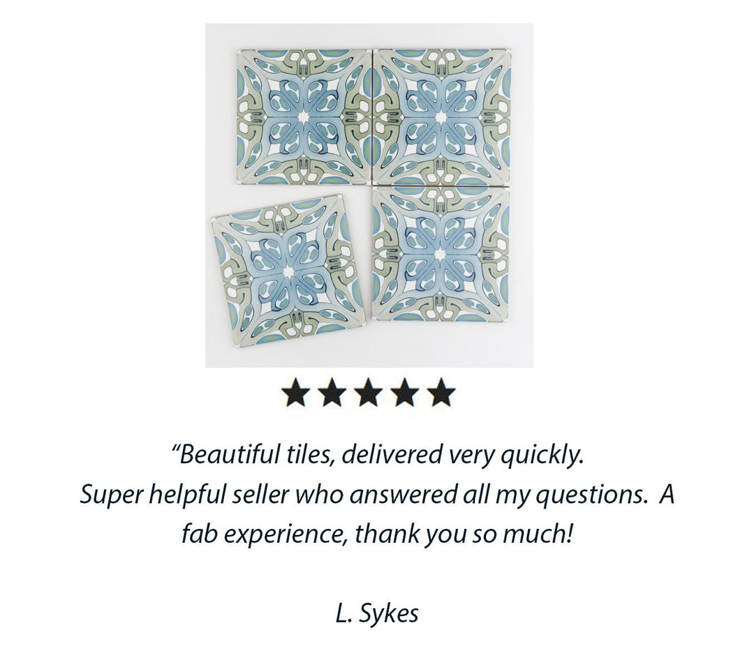 "Suzanne" muted green blue art deco tile