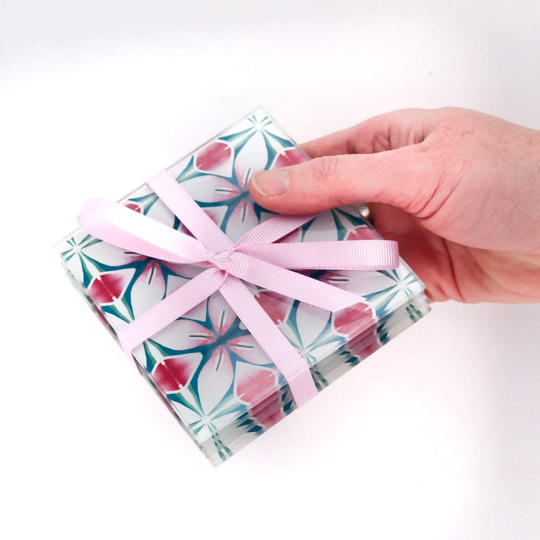 Pink and Teal Designer Coaster Set