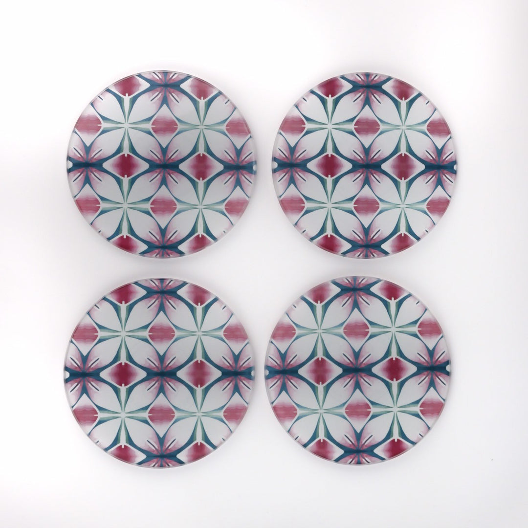 Pink and Teal Flower coasters