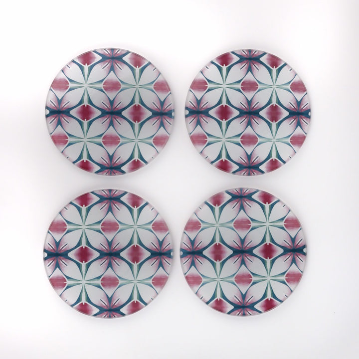 Pink and Teal Flower coasters