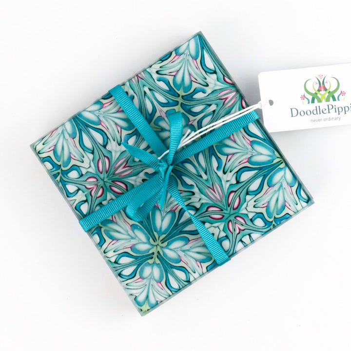 Flourishing garden glass coasters