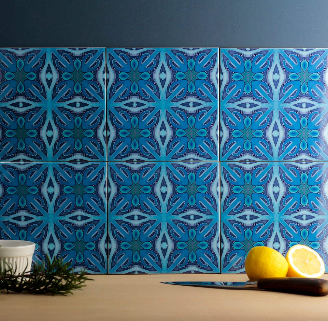 Rich Denim Blue Twining Tiles