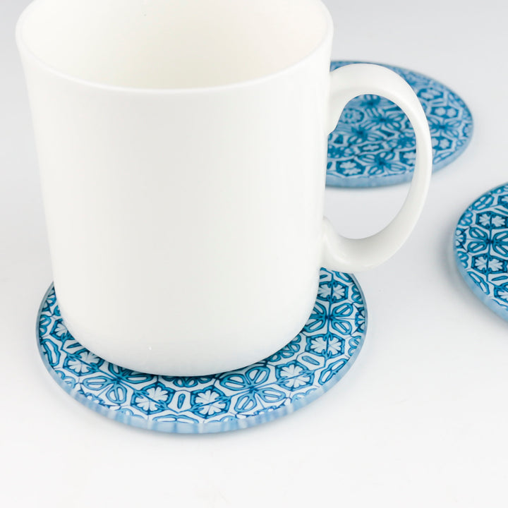 Blue "Turkish Flower" Coaster Set
