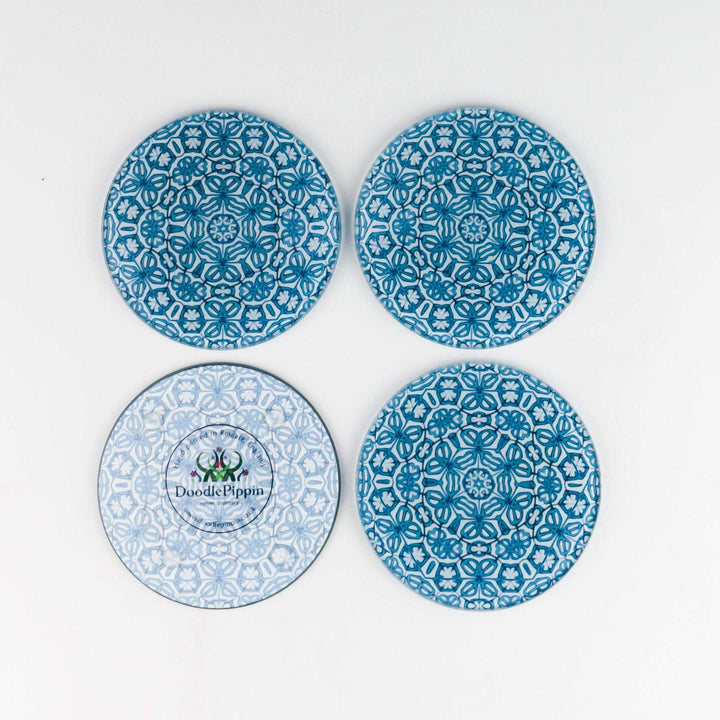 Blue "Turkish Flower" Coaster Set