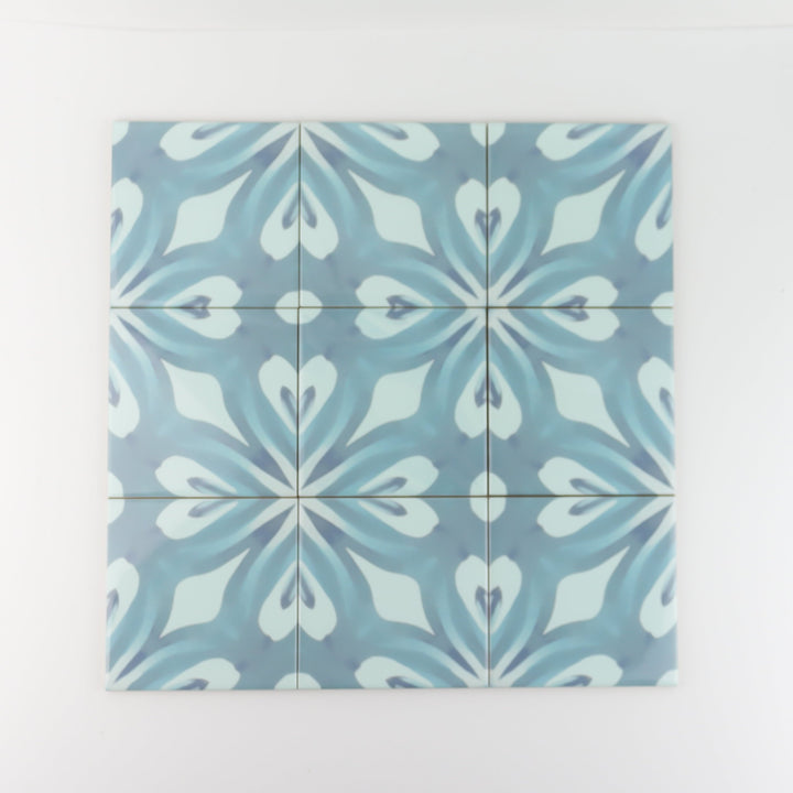 Aqua "Watercolour" blue green large pattern tiles