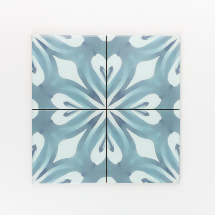 Aqua "Watercolour" blue green large pattern tiles