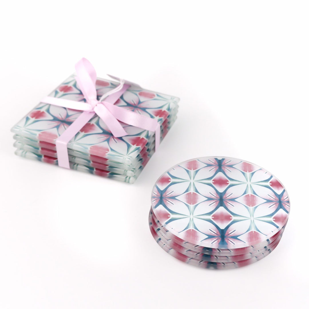 Pink and Teal Designer Coaster Set