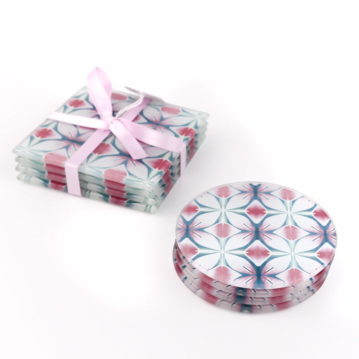 Pink and Teal Designer Coaster Set