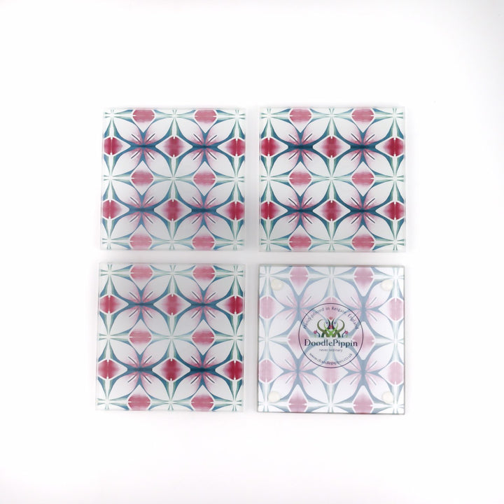 Pink and Teal Designer Coaster Set