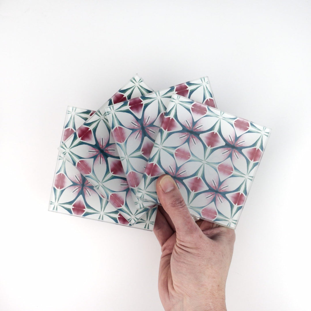 Pink and Teal Designer Coaster Set