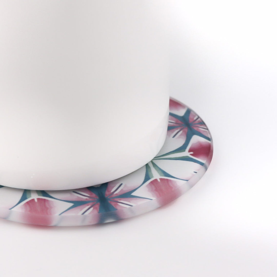 Pink and Teal Flower coasters