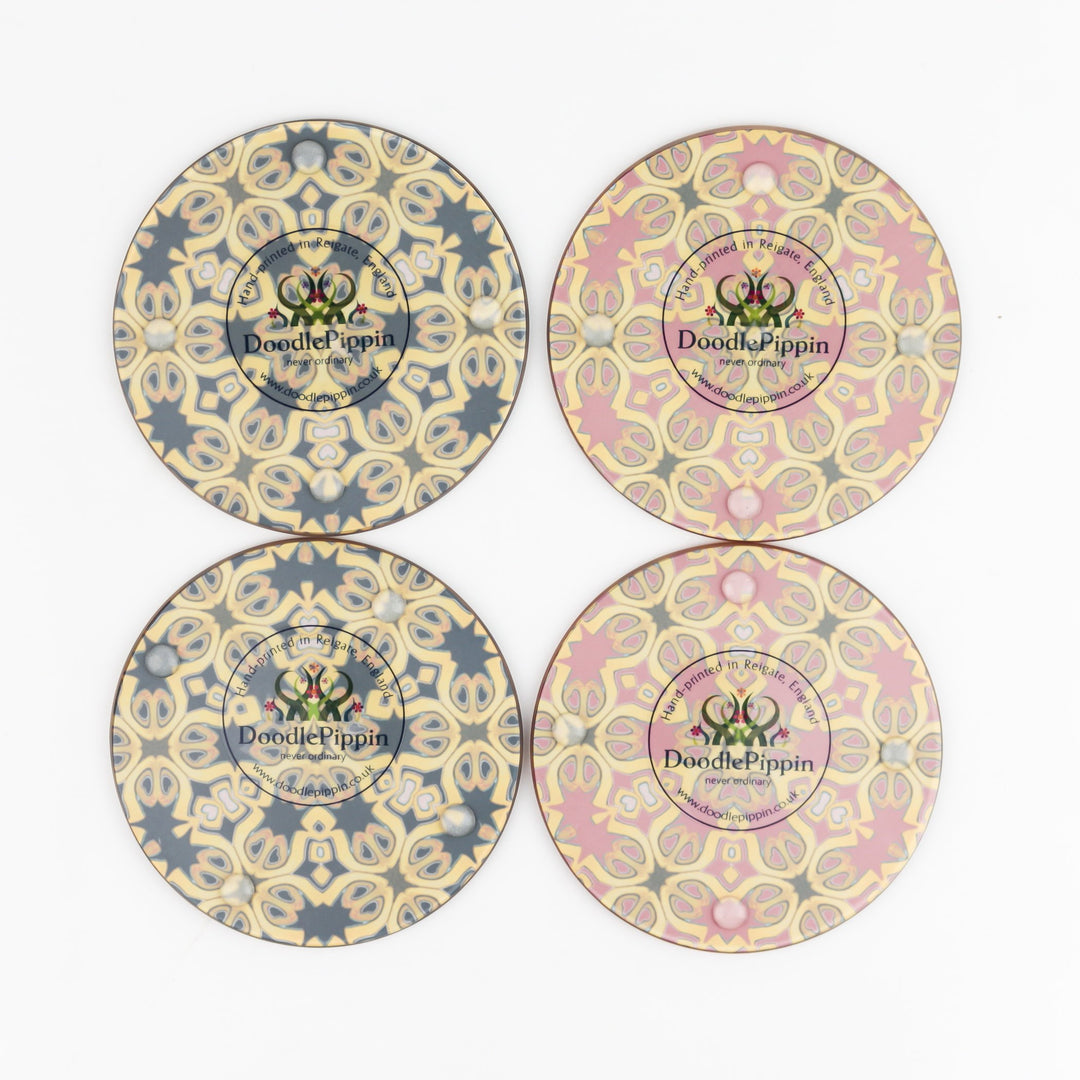 Gold, red and black "Medieval" design coasters
