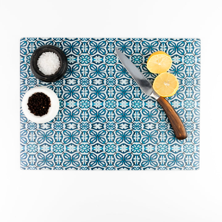 Blue turkish flower worktop protector