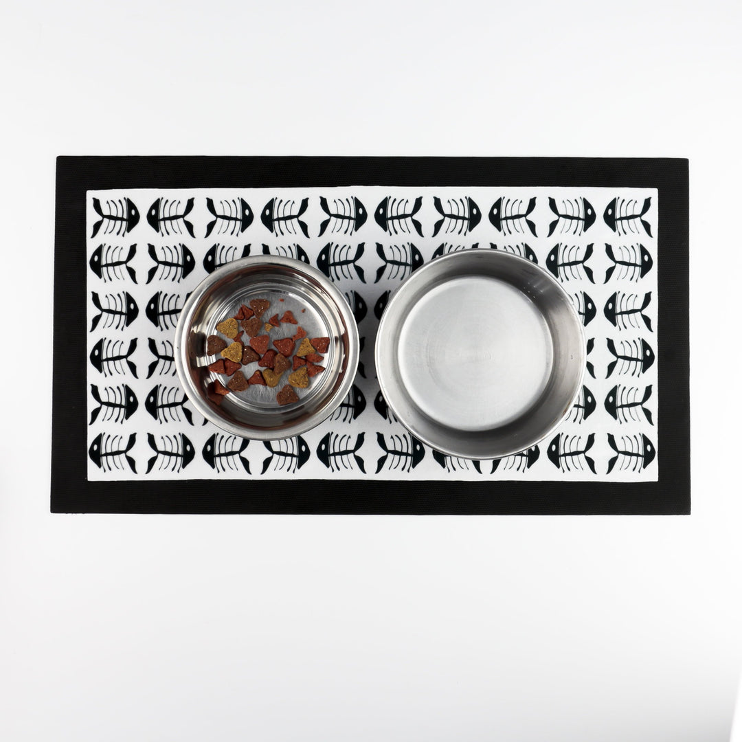 Black and White Bonefish Pet Placemat - DoodlePippin