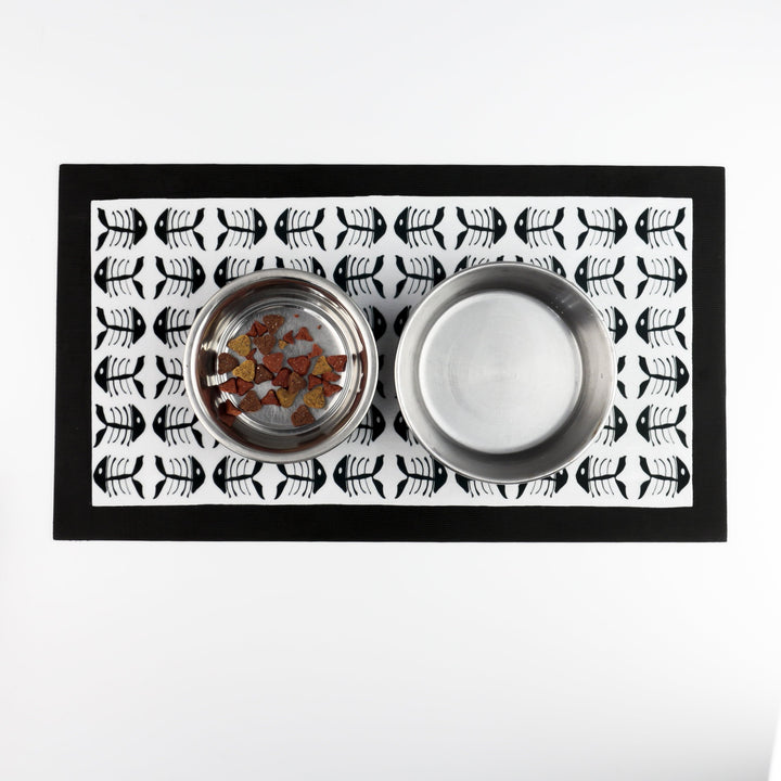 Black and White Bonefish Pet Placemat - DoodlePippin