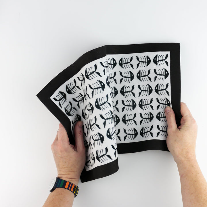 Black and White Bonefish Pet Placemat - DoodlePippin