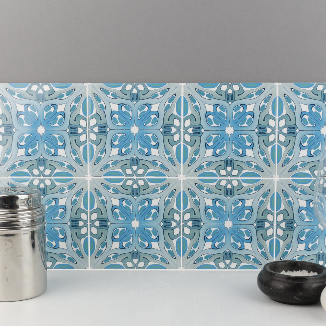 Art Deco hand printed tile