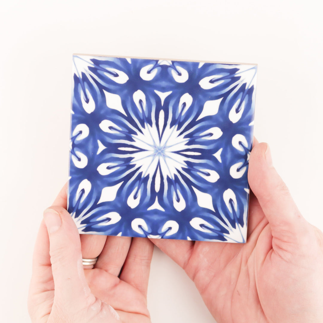 Indigo blue handmade tile
