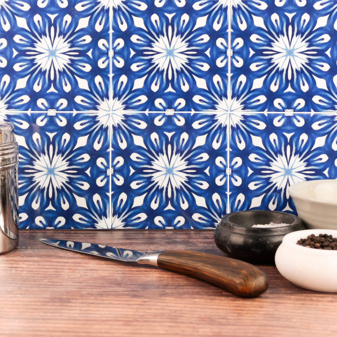 Indigo blue handmade tile